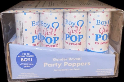 BOY Gender Reveal Confetti Poppers 12 Pack  - Imagem 1 de 4