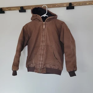 Bern Canvas Jacke Jungen Jugend 14-16 braun Kapuze gesteppt gefüttert Full-Zip Outdoor - Bild 1 von 6