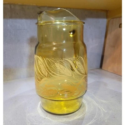 Jarra de bebida MCM de colección - Libbey Golden Wheat jarra de 2 cuartos de galón vidrio color ámbar Foto 1 de 4