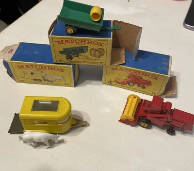 Vintage Matchbox #51 Tipping Trailer Green Original New in Box and two others - Image 1 of 4