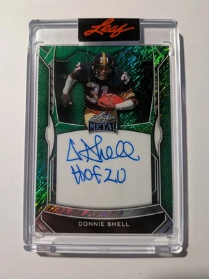 DONNIE SHELL HOF 20 Inscription 2025 LEAF AUTHENTICS AUTO ON CARD Steelers # 1/1 - Image 1 of 2