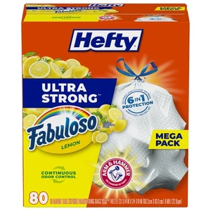 80 Count Hefty Ultra Strong 13 Gallon Trash Bags, Tall Kitchen Trash Bags 13 - Picture 1 of 8