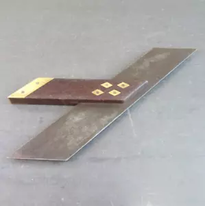 Antique Marples Brass and Rosewood Fixed Bevel 45 Degree Mitre Square Tool - Picture 1 of 7