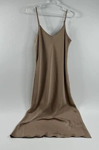 NWT Nic & Zoe Beige Slip Dress Midi Side Slit Strappy Capsule Neutral M V Neck - Picture 1 of 9
