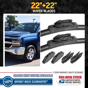 Front Windshield Wiper Blades 22"+22" All Season For GMC Yukon XL 1500 2009-2014 - Picture 1 of 18