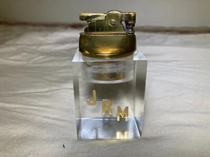 Vintage Clear Lucite Cube Lighter - JRM initials inside - Picture 1 of 7