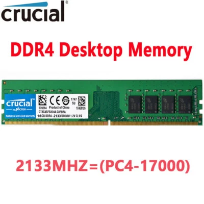 Crucial DDR4 16GB 1X16GB 2133Mhz PC4-17000 288pins Desktop Memory Dimm Ram - Image 1 of 4