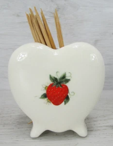 Soporte de palillo de dientes vintage de cerámica con forma de corazón de fresa 2" - Imagen 1 de 18