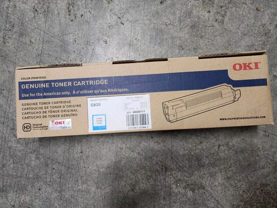New! Oki 44059111 Genuine MC860 Cyan Toner Cartridges /SEALED BOX - Image 1 of 1