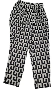 FOREVER 21 MEDIUM Jogger PANTS Checkerboard Beetlejuice Striped Black White - Picture 1 of 8