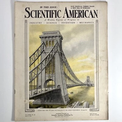 1921 Scientific American June 4 Hudson River Bridge Vintage Ads Science Magazine - Image 1 of 4