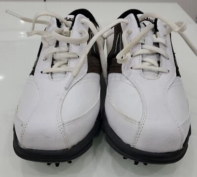 Zapatos de golf Callaway para hombre 7,5 blancos/marrones con clavos suaves # M 162-14 Foto 1 de 4