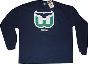 Hartford Whalers Throwback CCM marineblaues langärmliges Hemd neu Etikett $ 25 Größe - Bild 1 von 3