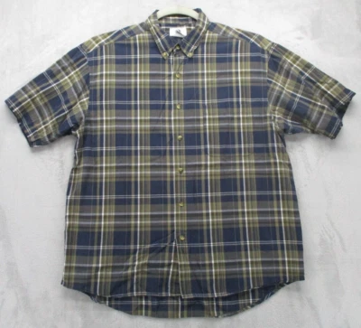 Arizona Jean Co. Button Up Shirt Men's Large Blue Brown White Geometric Plaid - Image 1 of 4