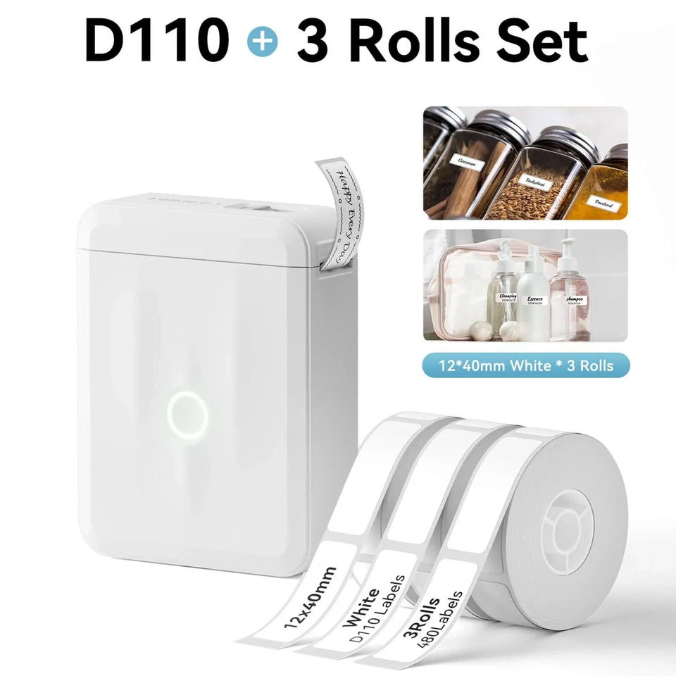 Label Maker Machine with Tape NIIMBOT D110 Label Maker Portable Bluetooth