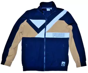 Puma Herren Small Full Zip Trainingsjacke Dark Navy Blau Windbreaker Vintage Retro - Bild 1 von 15