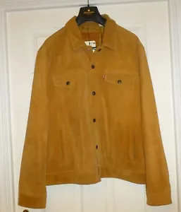 BNWT LEVIS PREMIUM HEAVYWEIGHT SUEDE LEATHER TRUCKER JACKET LARGE & comes up BIG - Picture 1 of 11