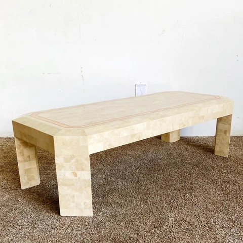 Postmodern Beige and Pink Tessellated Stone Coffee Table Cover
