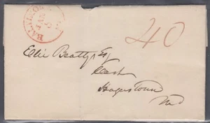 1838 5 de enero Baltimore, MD a Hagerstown, MD carta plegable sin estampillas - Imagen 1 de 1
