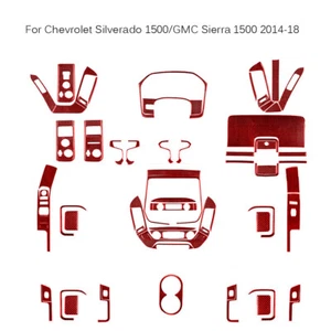 Cubierta completa interior de fibra de carbono roja 72 piezas para Chevrolet Silverado 1500 2014-18 - Imagen 1 de 11