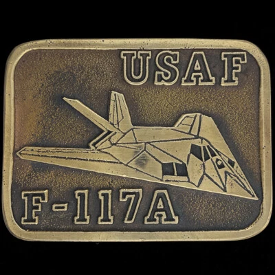 Usaf Lockheed F-117a Nighthawk Aviation Military Vet Bronze NOS Vtg Belt Buckle - Image 1 of 2