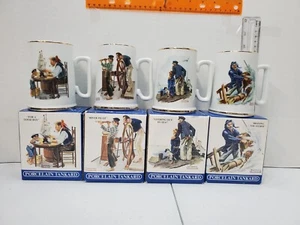 Long John Silvers Norman Rockwell Seafarers Collection 4 Tankard Mugs 1985 Japan - Picture 1 of 19