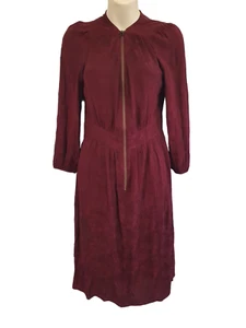 Veronika Maine burgandy long sleeve zip front dress Size 6 European fabric - Picture 1 of 8