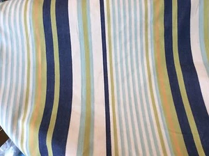 TESSUTO TAPPEZZERIA COTONE BLU BIANCO BLU LIME DENUM RIGHE TELA PESANTE - Foto 1 di 3