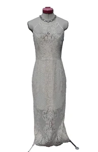 SHONA JOY Cream Lace Midi DRESS Size 12 Pencil Sleeveless Cocktail Party Event - Picture 1 of 8