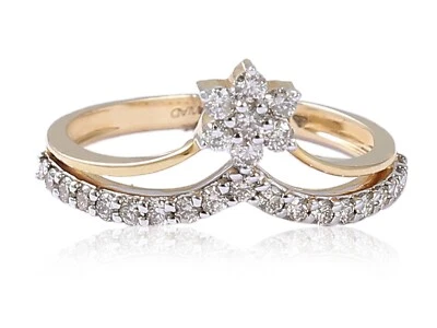 0,58 Cts Ronde Brillante Taille Naturel Diamants Fiançailles Bague 18K Or jaune - Photo 1/4