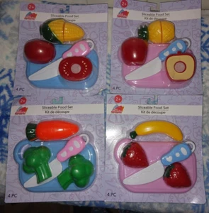 just Pretending Cut Fruit Vegetables Kitchen Toy Child Stocking Stuffers 4 set - Picture 1 of 5
