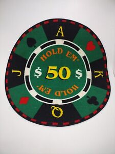 Casino Poker Texas Hold Em Chip Card Carpet Game Night Round Area Rug 40 x 40