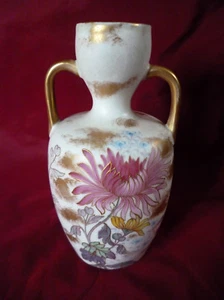 Franz Anton Mehlem Bonn Jugendstil Vase handgemalt Blüten Golderhöhungen - Picture 1 of 9