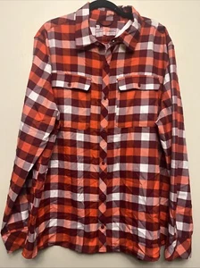 All in motion men’s casual button up dress shirt, XL, orange plaid NWT - Picture 1 of 9