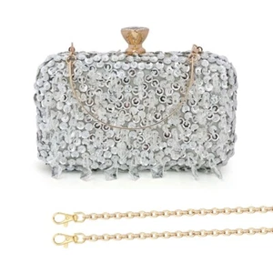 Elegant Beaded Evening Handbag with Sequins Shoulder Bag Crossbody Purse - Picture 1 of 8