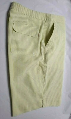10 Pantalones Cortos Liz Golf Para Mujer Audra Amarillo Blanco Rayas Deportivos Atléticos Seersucker Foto 1 de 4