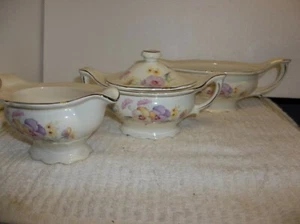 3 Stück Vintage Edwin Knowles China "Veilchen" 1935-36 Milchkännchen/Zucker/Sauciere sehr guter Zustand - Bild 1 von 8