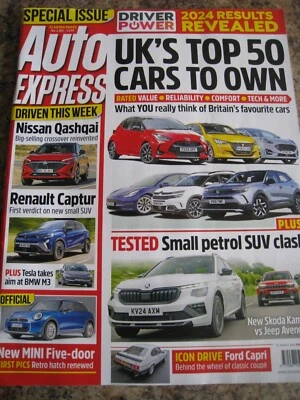 AUTO EXPRESS SPECIAL ISSUE JUN 2024 TOP 50 CARS SMALL PETROL SUV CLASH NISSAN QA - Image 1 of 3