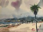 Ray Packard Venice Beach Watercolor. 1984 Original Painting. Framed With Glass