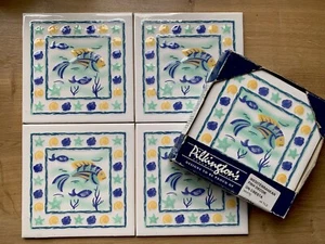8 X VINTAGE 1970s RETRO PILKINGTON’S WALL TILES 6x6” - Fish / Aquatic - Unused - Picture 1 of 4