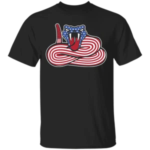 Rattlesnake American Flag USA T-Shirt - Foto 1 di 8