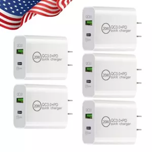 20W QC PD Port Wall Adapter Plug USB Fast Charger Block For iPhone 14 13 12 11 8 - Picture 1 of 13