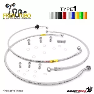 Kit tubi freno in treccia Frentubo Tipo 1 acciaio Cagiva 125 Mito 1990-2007 - Imagen 1 de 7