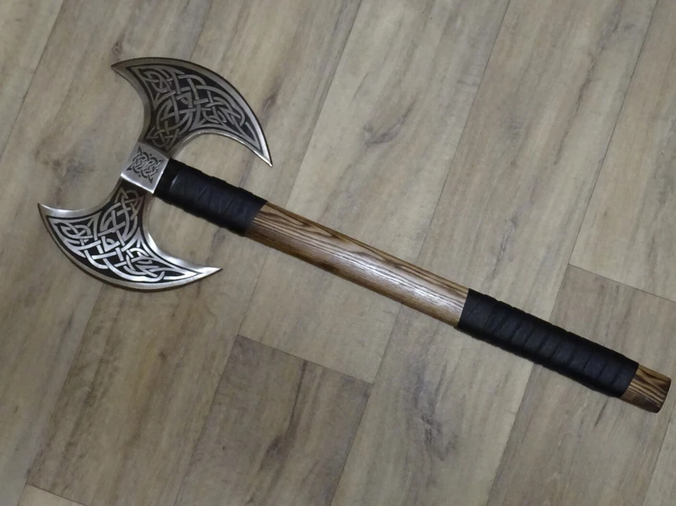 Doppelaxt - Wikinger Axt - handgefertigt mit Lederschutz - Neu - Beil nordisch