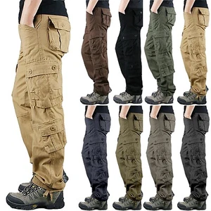 Men's Hiking Pants Outdoor Cargo Pants Multi-Pocket Lightweight Casual Pants - Picture 1 of 45
