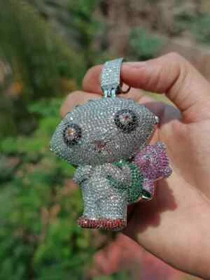 3.50Ct Round Cut Lab Craeted Diamond Men's Cartoon Pendant 14K White Gold Plated - Image 1 of 4