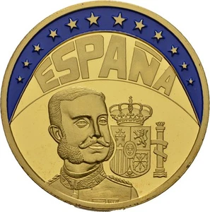 EUROPE ECU SERIES SPAIN ESPAÑA GILDED PROOF LIKE GILT MEDAL 1997 #ME256 - Picture 1 of 2
