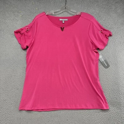 Daisy Fuentes Pink Short Sleeve Top Pullover Blouse in Women’s Size 1XL NEW - Image 1 of 4