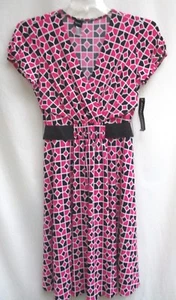 DONNA MORGAN..PINK & BLACK..CRISS CROSS TOP..WAIST..DRESS..NEW w TAGS..sz 8 - Picture 1 of 6