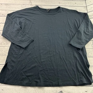 Eileen Fisher Cozy Brushed Terry Hug Long Box Top Damen XL blau - Bild 1 von 5